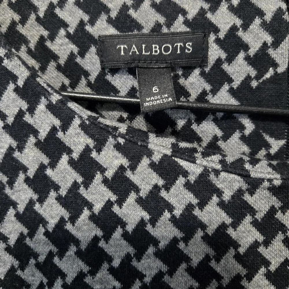 Talbot Chic Black and Gray Houndstooth Sheath Dress Size 6 - Picture 4 of 7